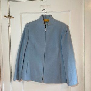 Yorn blue wool zipper front jacket